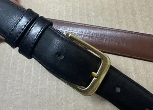 Vintage Coach 5700 Made In USA Black Burnished Calfskin w/Brass Buckle 1” Belt - Picture 1 of 6