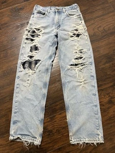 Pantalones de mezclilla forrados Carhartt para hombre 30x32 relajados desgastados Y2K ropa de calle destruida B172 - Imagen 1 de 16