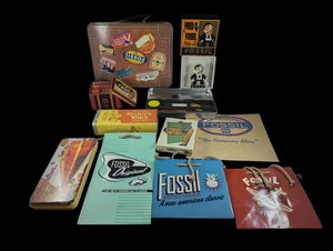 Fossil Watches Ephemera Lot Tins Coasters Nite Lite Bags etc - Picture 1 of 8
