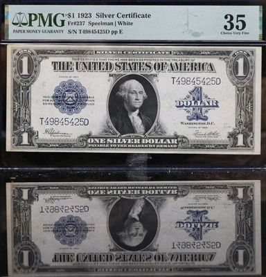 1923 $1 Silver Certificate - PMG 35 Fr 237 - Speelman / White ~ Large Size Note - Image 1 of 4