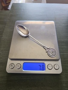 Vintage Hong Kong China Coin 925 Sterling Silver Souvenir Spoon 4 1/4'' (7.8g) - Picture 1 of 6