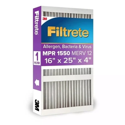 Brand New/Nuevo: 3M Filtrete 16x25x4 Air Filter, MPR 1550, MERV 12 - 2 Filters - Image 1 of 4