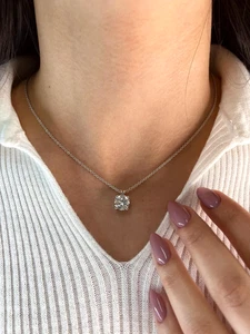 2.5 Carat Round IGI Certified E Color VVS2 Solitaire Necklace In 14k White Gold - Picture 1 of 5