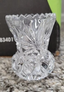 1 Vintage Western Germany Crystal Toothpick Holder 4 Avail Pineapple Diamond 2.5 - Picture 1 of 4