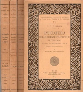 ENCICLOPEDIA DELLE SCIENZE FILOSOFICHE IN COMPENDIO HEGEL LATERZA 1923 (IA640) - Picture 1 of 1