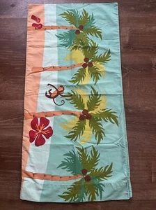 Monkey coconut tree floral bright king Set 2 pillow cases All Cotton Bedding VGC - Picture 1 of 9