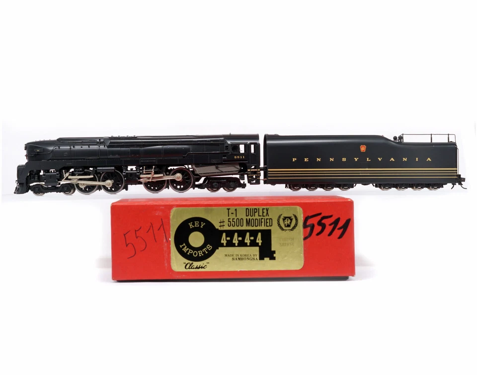 KEY IMPORTS CUSTOM SERIES #54 HO H0 BRASS PRR 4-4-4-4 T1 DUPLEX #5500 MODIFIED - Image 1 of 4