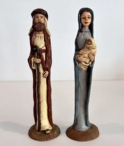 Vintage Harz Weihnachten Krippe Bleistift Figuren Josef, Maria hält Jesus 1992 - Bild 1 von 10