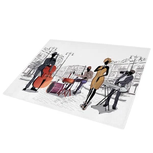 Glass Chopping Board Kitchen Worktop Protector Saver Black White Jazz Band - Bild 1 von 3