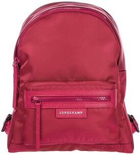 Longchamp Women's Rucksack Travel Nylon Backpack Adjustable Strap Fuschia Medium