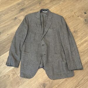 Ermenegildo Zegna Crossover Sport Coat Blazer Size 44R Silk Linen Gray Hounds