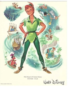 Impresión artística promocional vintage 1958 8x10 Walt Disney Peter Pan cine - Imagen 1 de 2