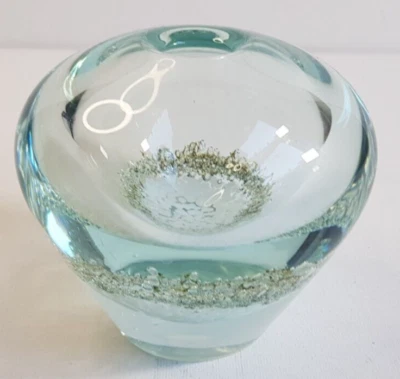 Design Glas Vase Luftblasen Kunstglas Art Glas Mundgeblasen MCM Vintage - Bild 1 von 4