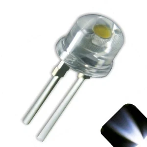 10 x LED 8 mm blanco frío 0,5 vatios gran angular brillante alta potencia 0,5 w media 1/2 - Imagen 1 de 2