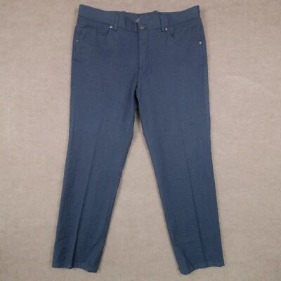 Pantalones Riviera By Jack Victor para hombre 33 x 28 100 % lana azul Sergio Canadá cónico Foto 1 de 4