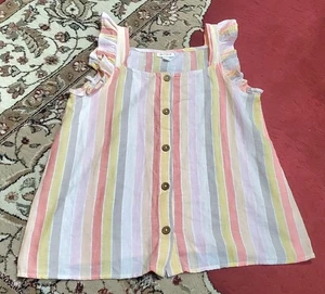 Cat & Jack Mädchen weiß koralle ärmellos Knopfleiste Top Größe XL 14/16 A-1 - Bild 1 von 2