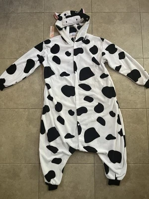 Adult Unisex Cow One-Piece Costume Cosplay Hooded Pajamas Sleepwear Medium - Image 1 of 4