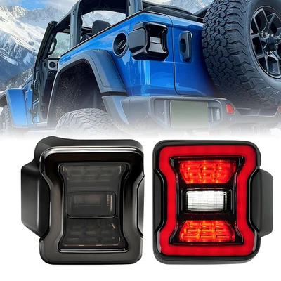 LED Tail Lights Smoked For 2018-2024 Jeep Wrangler JL JLU Turn Reverse Lamp Pair - Imagem 1 de 4