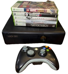 Microsoft XBox 360 S Console Model 1439 5 Games- bundle Tested Batman Marvel - Picture 1 of 9
