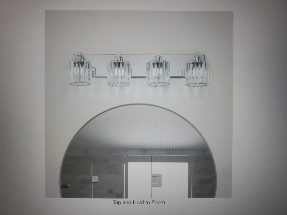 EDISLIVE Orillia 27,5 pulgadas Luz de tocador de baño cromada de 4 luces con pantallas de cristal Foto 1 de 1