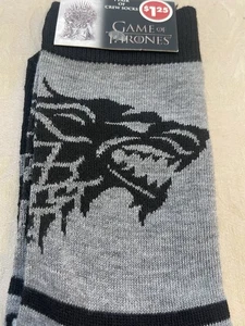 Game of Thrones Direwolf Crew Socks Black Gray Unisex 6-12 "Winter Is Coming" - Picture 1 of 9
