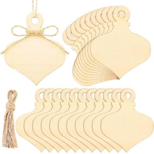 Wooden Christmas Bauble Shape Wooden Xmas Baubles Xmas Tree Decoration DIY Craft - Picture 1 of 9