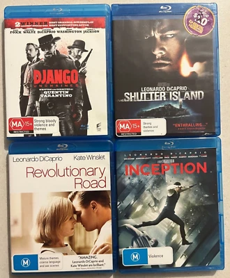 Leonardo DiCaprio Movies x4 Django Unchained Shutter Island Blu-Ray Region B - image 1 of 4