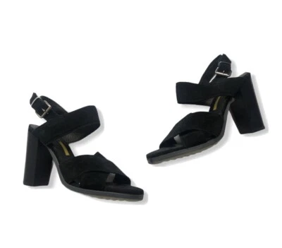 $360 Manas Negro Gamuza Plataforma Tacones Sandalia Punta Abierta Talla 39 T2 Foto 1 de 4