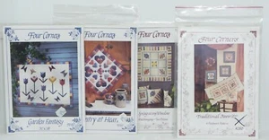 NEW NIP Set of 4 Four Corners Wall Hanging Quilt Pattern Hearts Flower Butterfly - Picture 1 of 2