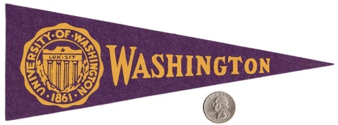 Vintage 1950s Hormel Mini Pennant UNIVERSITY OF WASHINGTON HUSKIES Seattle WA Cover