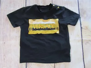 Gianni Versace Black Short Sleeve Baby Toddler T-Shirt Shoulder Snaps 18/24 - Afbeelding 1 van 8