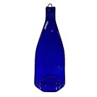 Upcycled COBALT BLUE Glass Flattened Wine Bottle Wall Hanging Home Décor 12.5"
