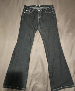 Yom Yom Embellished Low Rise Bootcut Jeans Dark Wash Black Junior/Women's 11 - Picture 1 of 12