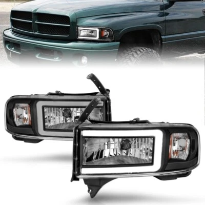ANZO For 94-02 Dodge RAM Crystal Headlight - W/ Light Bar Black Housing Foto 1 de 4