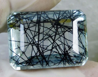 AAA+ 69.15 Ct. Large Rutilated Quartz Emerald Cut Loose Gemstone @Women Gift - Image 1 of 4