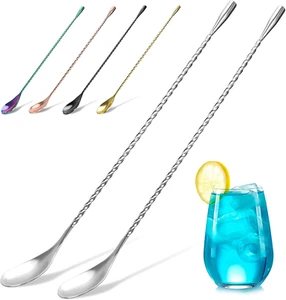 2-Pack 12 Inch Stainless Steel Bartender Mixing Spoon Cocktail Stirrers, Spiral - Picture 1 of 7