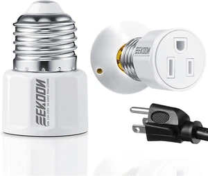 2 Packs E26/ E27 3 Prong Light Bulb Socket Adapter, Polarized Light Socket Ou... - Picture 1 of 1