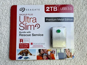 New Seagate Backup Plus Ultra Slim 2TB External Hard Drive Premium Metal Edition - Afbeelding 1 van 2