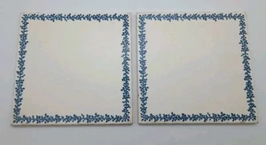 Richard Ginori Tiles Delft Blue Laurel Leaf Border Dated 1967 Set Of 2 - Picture 1 of 6