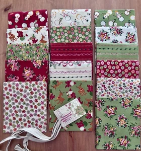 16 Fat Quarters Candyland Christmas Moda Fabrics Santa Snowman Red Green - Picture 1 of 3