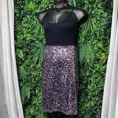 Falda para mujer ASOS Curve talla 22 multicolor lentejuelas fiesta cóctel club 3159 Foto 1 de 4