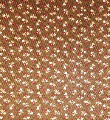 Pieza remanente de tela de algodón con estampado floral marrón/rosa 21"x40" edredones artesanos Foto 1 de 4