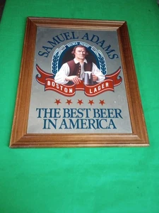 Vintage Samuel Adams Boston Lager Mirror Sign Beer Advertising Collectible Bar - Picture 1 of 3