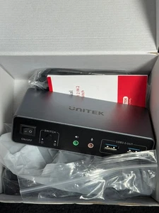 Unitek KVM Switch 2 Monitors 2 Computers 4K@60Hz HDMI+Displayport Dual Monitor - Afbeelding 1 van 6