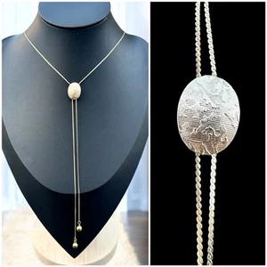 Vintage Gold-Filled Etched Lariat Necklace Adjustable Drop Bolo Layering Layer - Picture 1 of 5