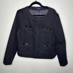 Bandolino Jeansjacke Denim mit Paillettenverzierung dunkle Waschung und Taschen Größe L - Bild 1 von 9