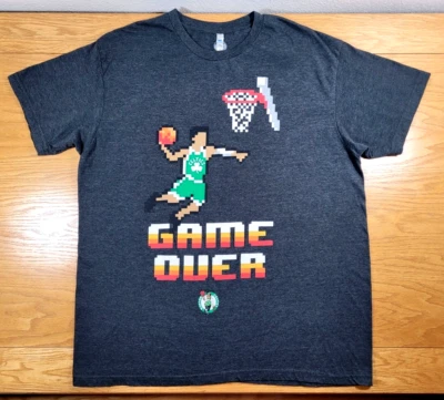 Boston Celtics Camiseta Para Hombre Grande Gris Adulto Informal Atlética Retro 8-bit Logo Foto 1 de 4