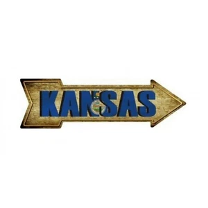 17" Kansas State Flagge Holzoptik Pfeil Straße reserviert Parkplatz Schild Made in USA - Bild 1 von 1