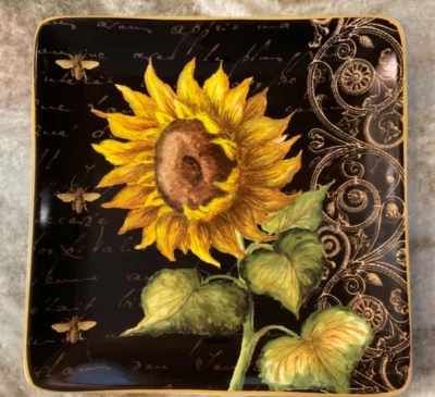 Juego de 4 platos cuadrados de ensalada girasol francés certificados internacionales 8,5 pulgadas nuevos Foto 1 de 4