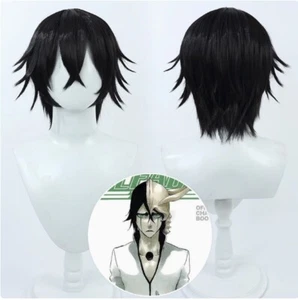 Cosplay Ulquiorra Cifer BLEACH Anime Black Harajuku Hairpiece Short Hair Wigs - Picture 1 of 5